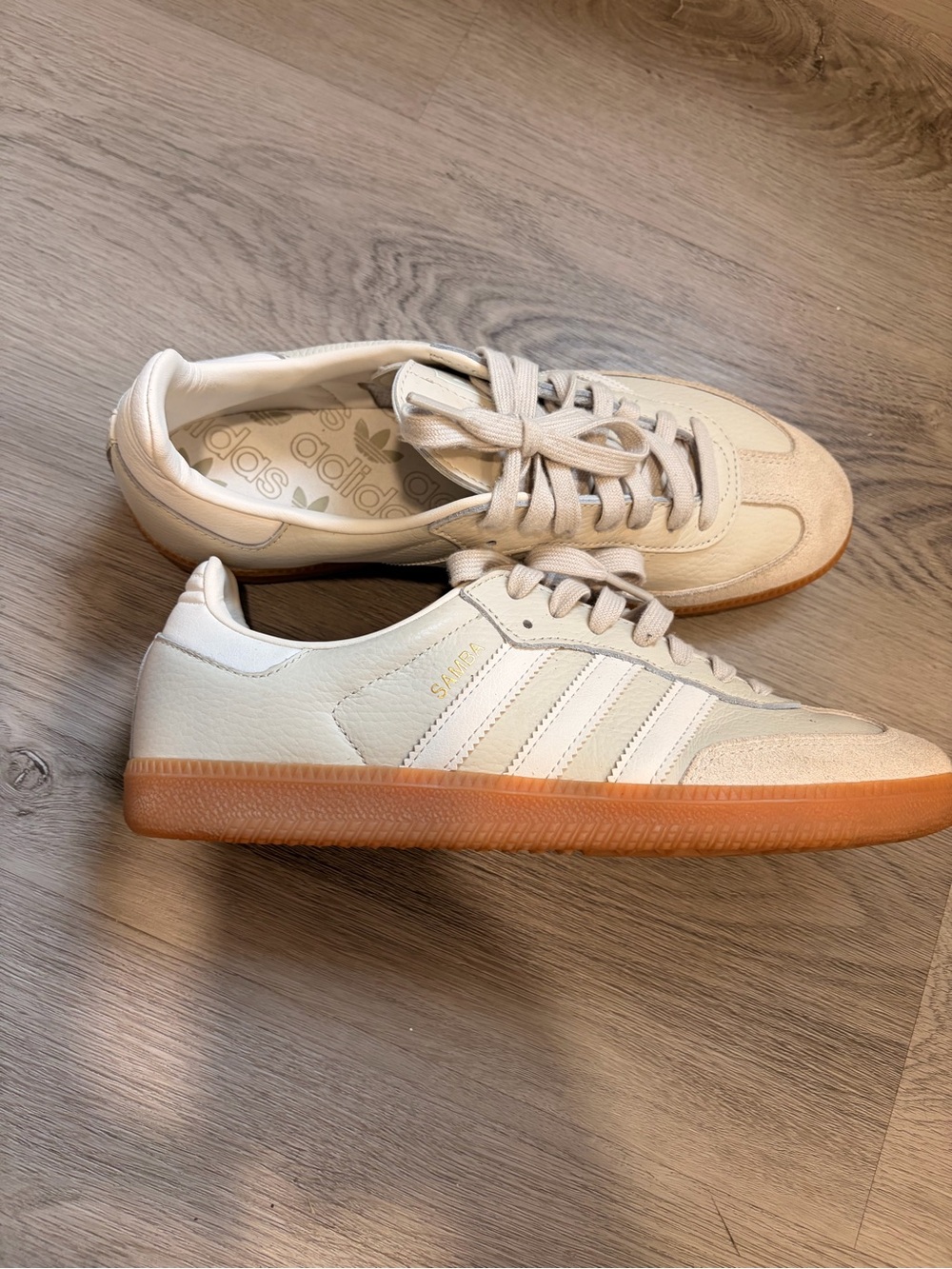adidas Samba Sneakers in Off-White with Gum Sole